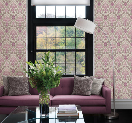 Beacon House 2535-20645 Fusion Purple Ombre Damask Wallpaper