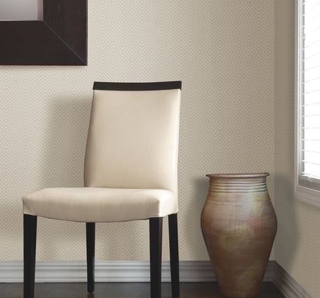 Beacon House 2535-20660 Metropolitan Beige Geometric Diamond Wallpaper