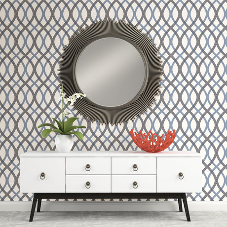 Beacon House 2535-20670 Contour Blue Geometric Lattice Wallpaper