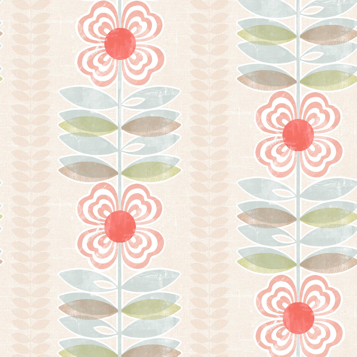 Beacon House 2535-20674 Flora Red Modern Floral Stripe Wallpaper