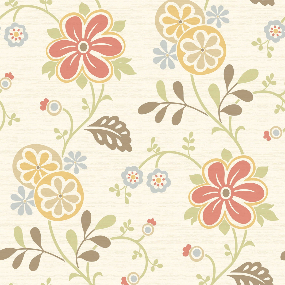 Beacon House 2535-20677 Amelie Red Modern Floral Trail Wallpaper