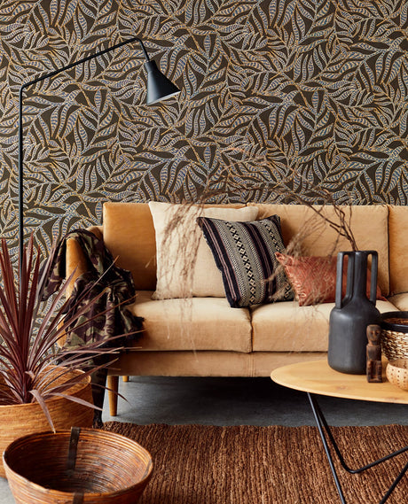 Eijffinger 391550 Montrose Brown Leaves Wallpaper