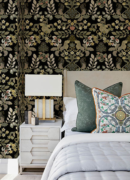 Eade’s Getty Black Jungle Damask Wallpaper by Scott Living B
