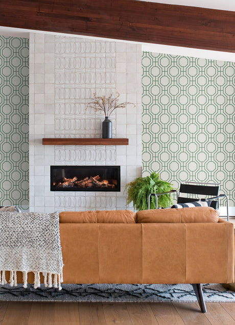 A-Street Prints 4122-27047 Manor Green Geometric Trellis Wallpaper