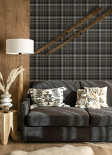 Chesapeake 4142-72632 Dutton Plaid Charcoal Wallpaper - Eade's Wallpaper