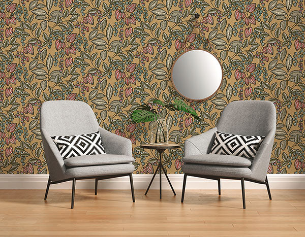 Eade’s Leif Mustard Vine Trail Wallpaper Mustard