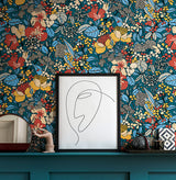 Eade’s Zetta Blue Floral Riot Wallpaper Blue