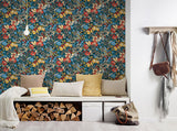 Eade’s Zetta Blue Floral Riot Wallpaper Blue