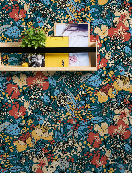 Eade’s Zetta Blue Floral Riot Wallpaper Blue