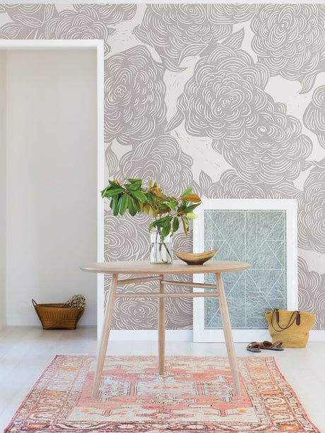 Karen Revis x A-Street Prints ASTM4177 Roses Grey Wall Mural