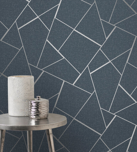 Fine Decor FD42683 Quartz Navy Fractal Wallpaper