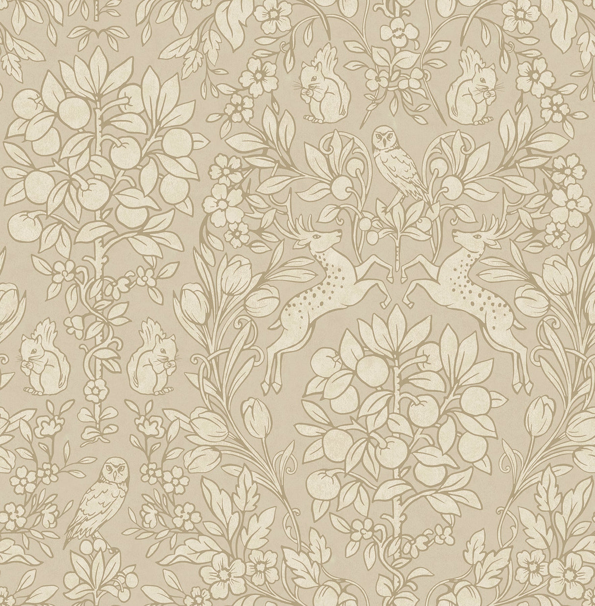 Brewster M1686 Richmond Taupe Floral Wallpaper