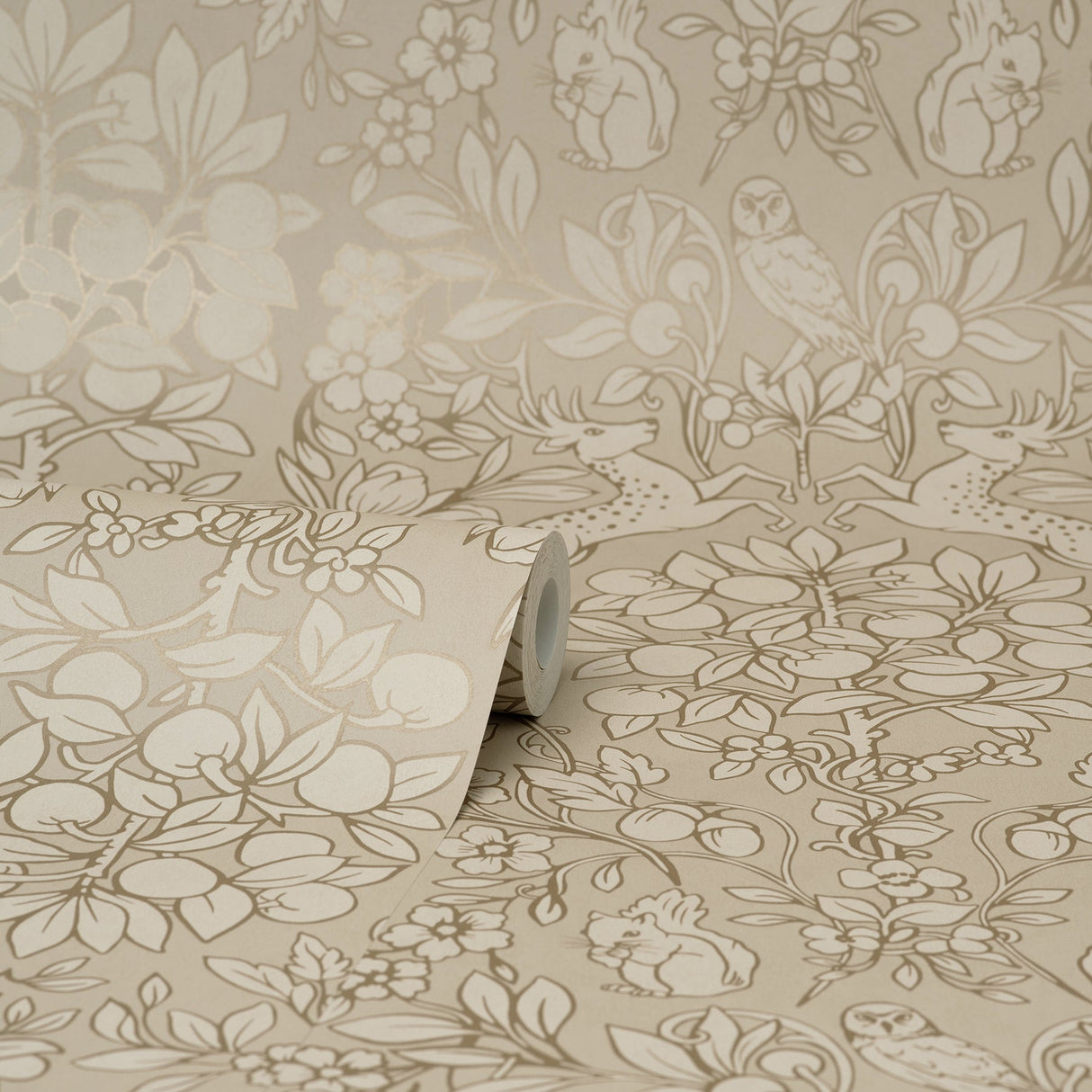 Brewster M1686 Richmond Taupe Floral Wallpaper