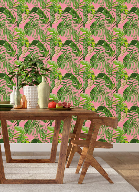 Ohpopsi WLD53104W Grover Pink Palmera Wallpaper