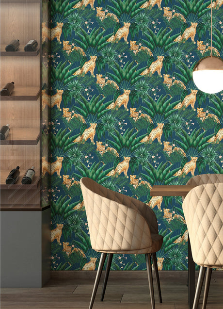 Ohpopsi WLD53106W Augustus Blue Jungle Cheetah Wallpaper