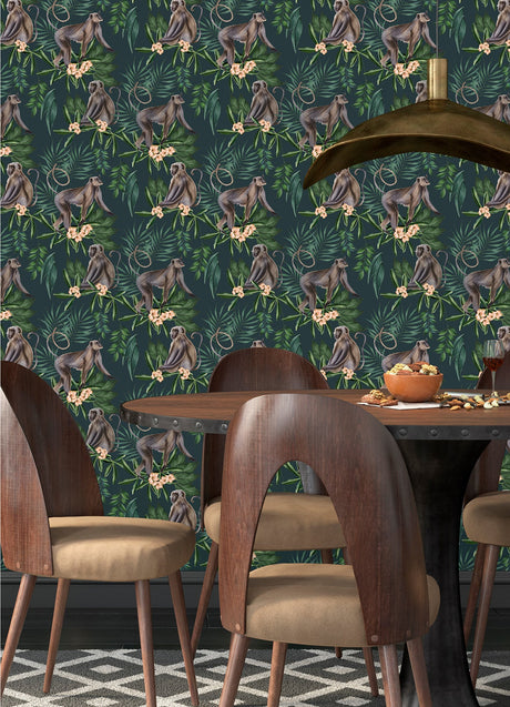Ohpopsi WLD53109W Morris Dark Blue Tropical Jungle Wallpaper
